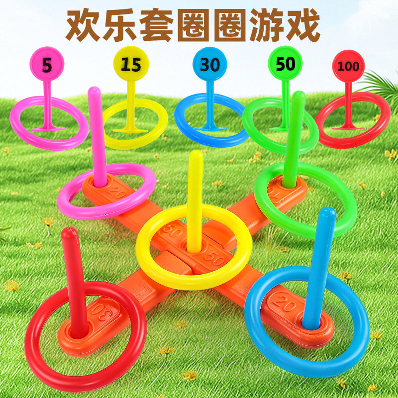 Kids Ring Toss Game Set Indoor Outdoor Throwing Quoits Sports Exercise Toy for Preschool Parent-Child Interaction