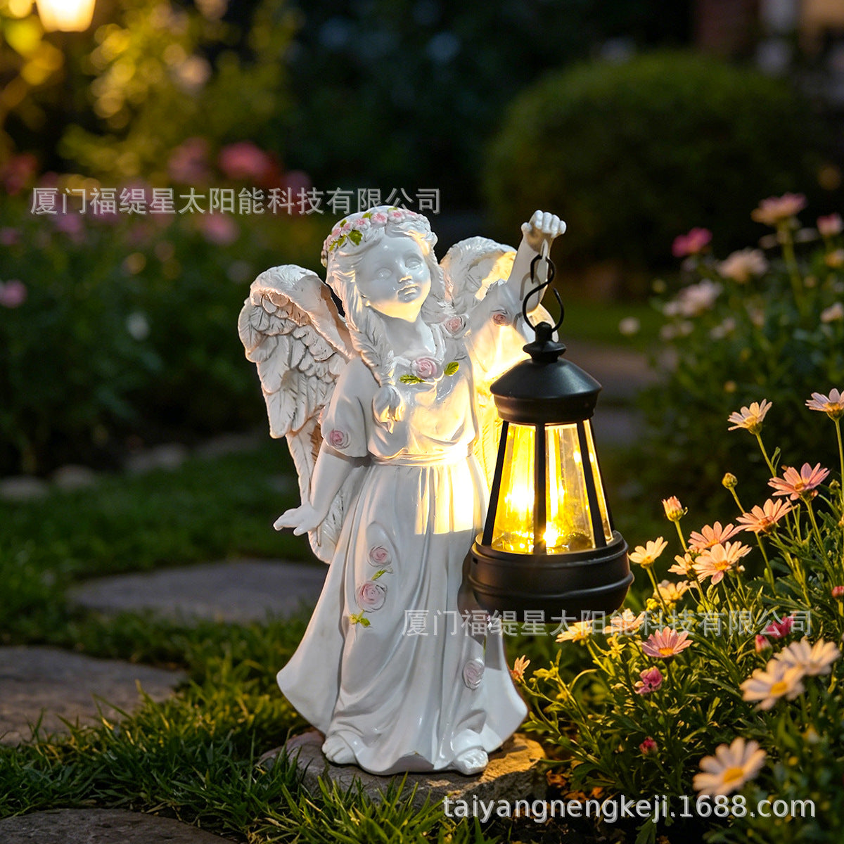 Solar Angel Lantern Garden Statue Outdoor Resin Craft Decoration