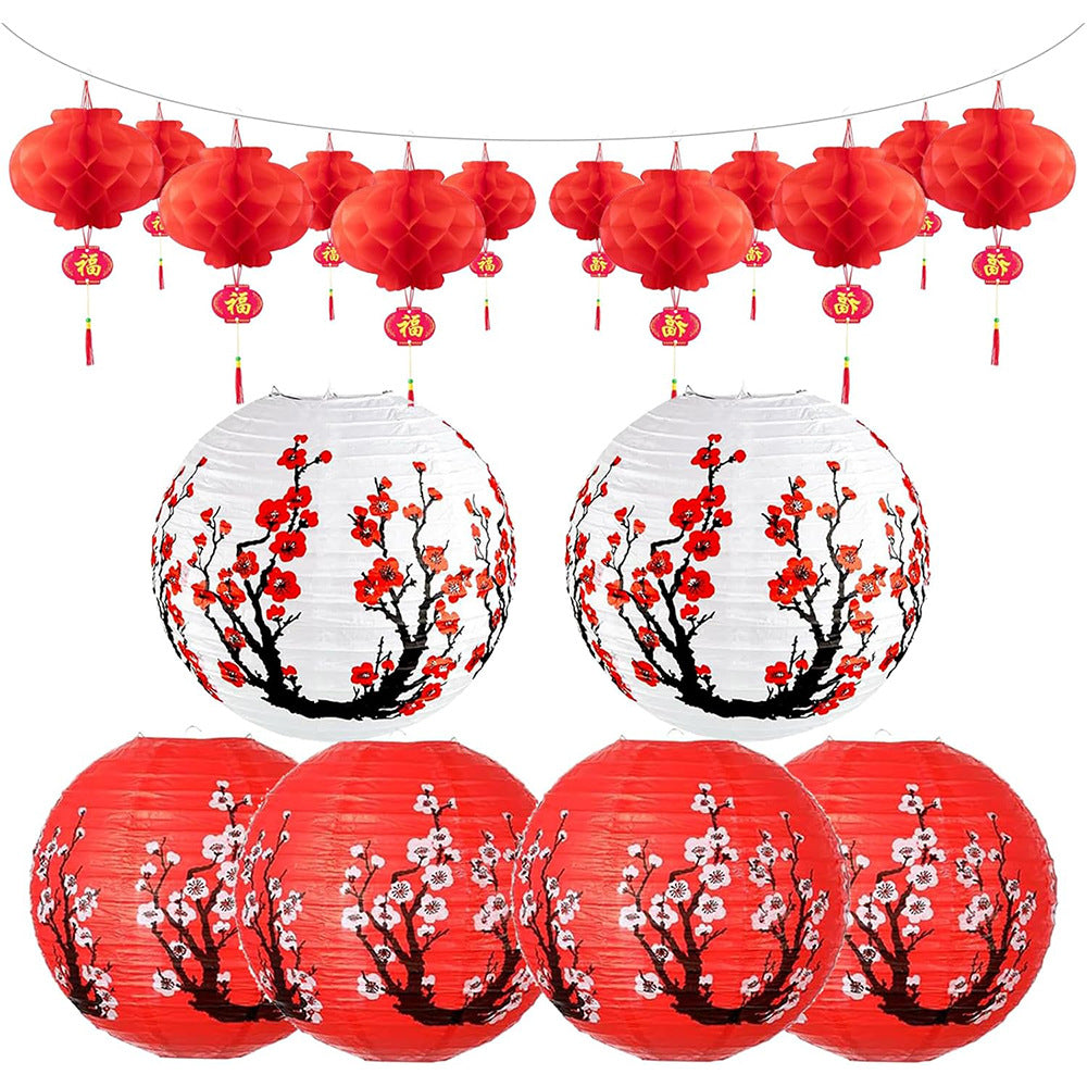 Chinese New Year Red Lanterns Set for Festive Decorations