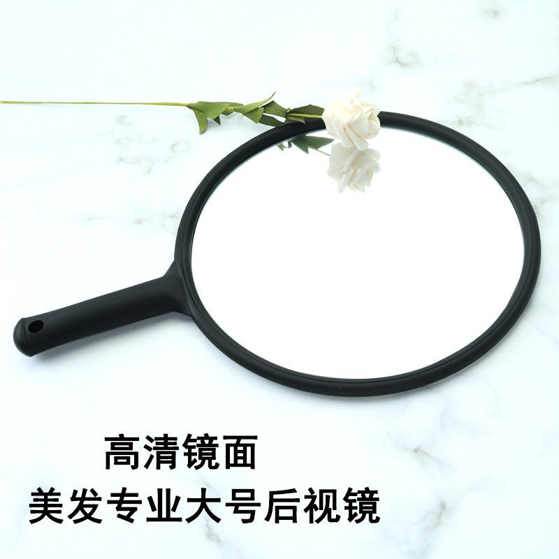 Large Round Handheld Salon Mirror with Handle for Hairdressing and Makeup
