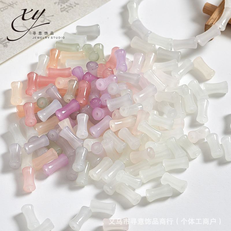 UV Color-Changing Bamboo Knot Glass Beads for DIY Bracelets and Jewelry Making