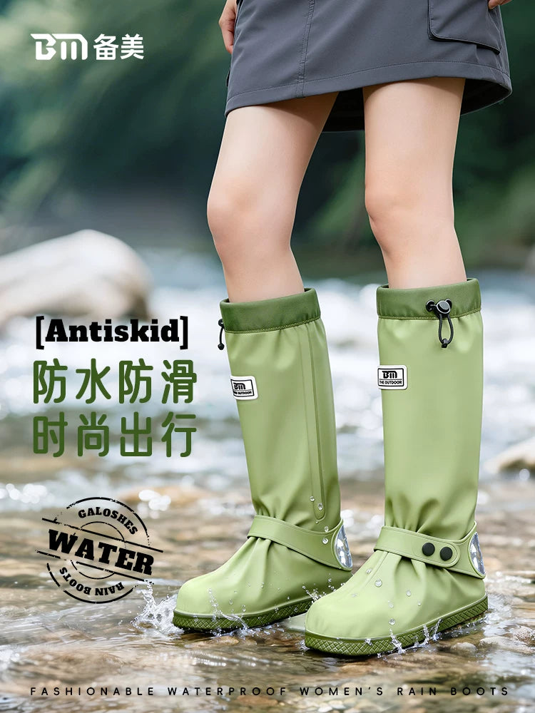 Waterproof Non-Slip Reusable Rain Shoe Covers for Women - Thickened Wear-Resistant Outdoor Boot Protectors