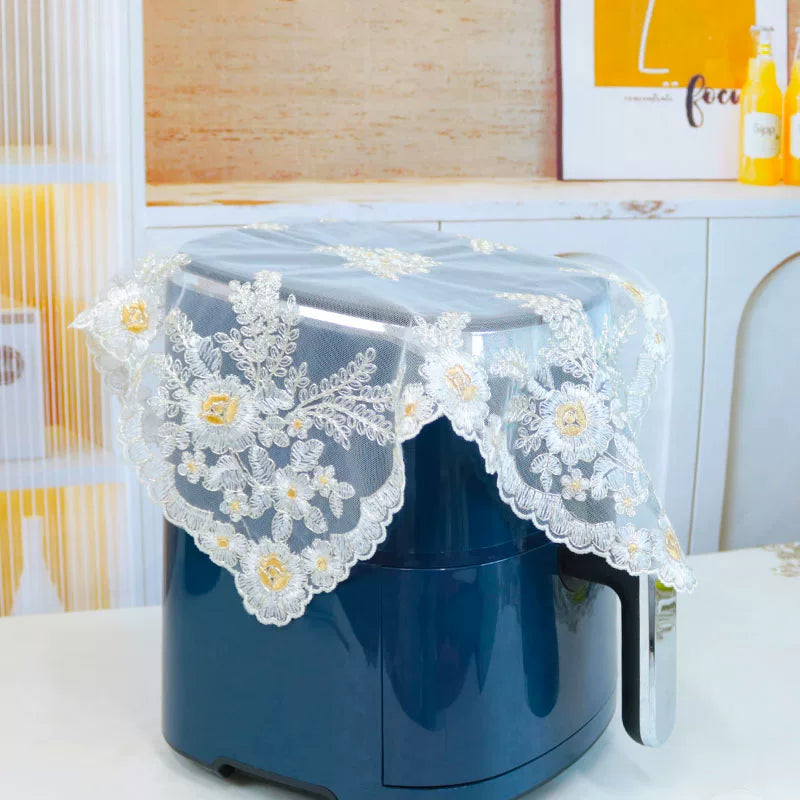 Korean Style Lace Embroidered Dust Cover for Air Fryer Tea Tray Rice Cooker Blender