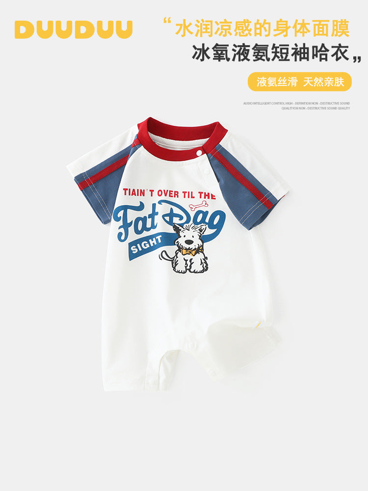 DUUDUU Baby Boy Cooling Short Sleeve Bodysuit Newborn Class A Romper Summer Thin Jumpsuit