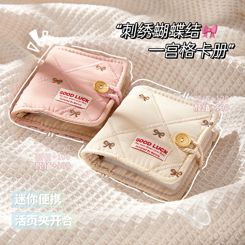 Embroidered Butterfly 3-inch Photo Card Album for Instax Mini and Kpop Photocards, High Transparency Pages