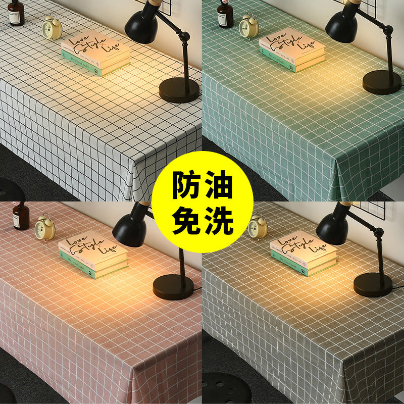 Minimalist Plaid Tablecloth Waterproof Oil-Proof Dining Table Cover for Home Living Room Nordic Style