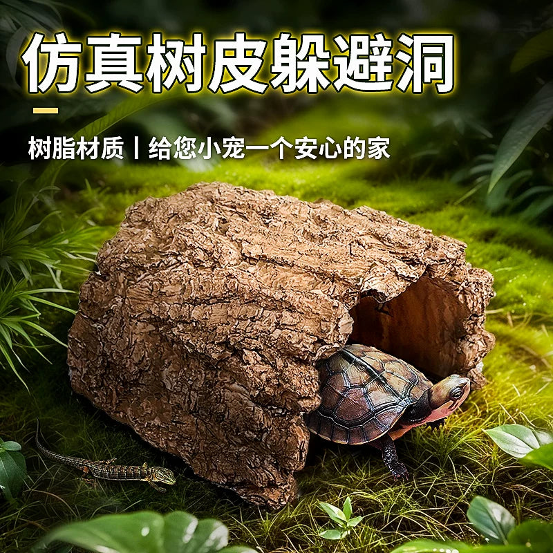 Resin Turtle Basking Platform and Hideaway Cave for Reptile Terrarium and Fish Tank Decoration