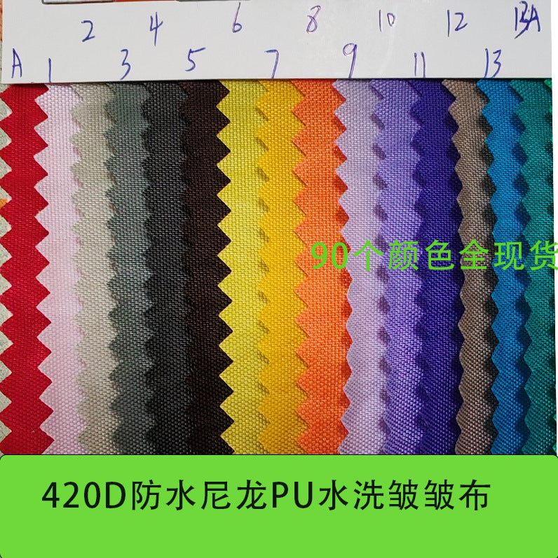 420D Washed Crinkled Nylon Fabric with PU Coating for Bags