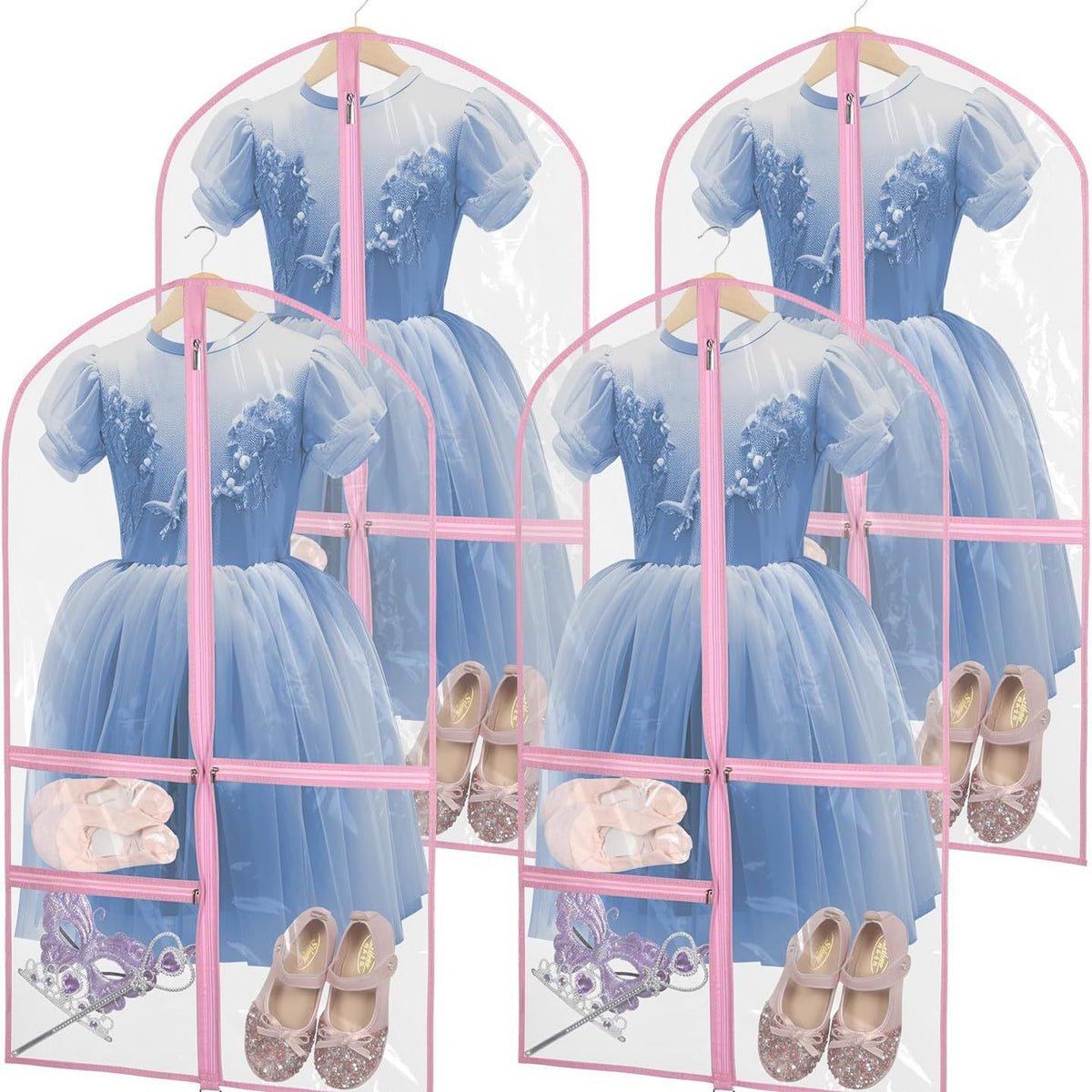 40-inch Garment Bag for Dance Costumes with Clear Zipper Pocket