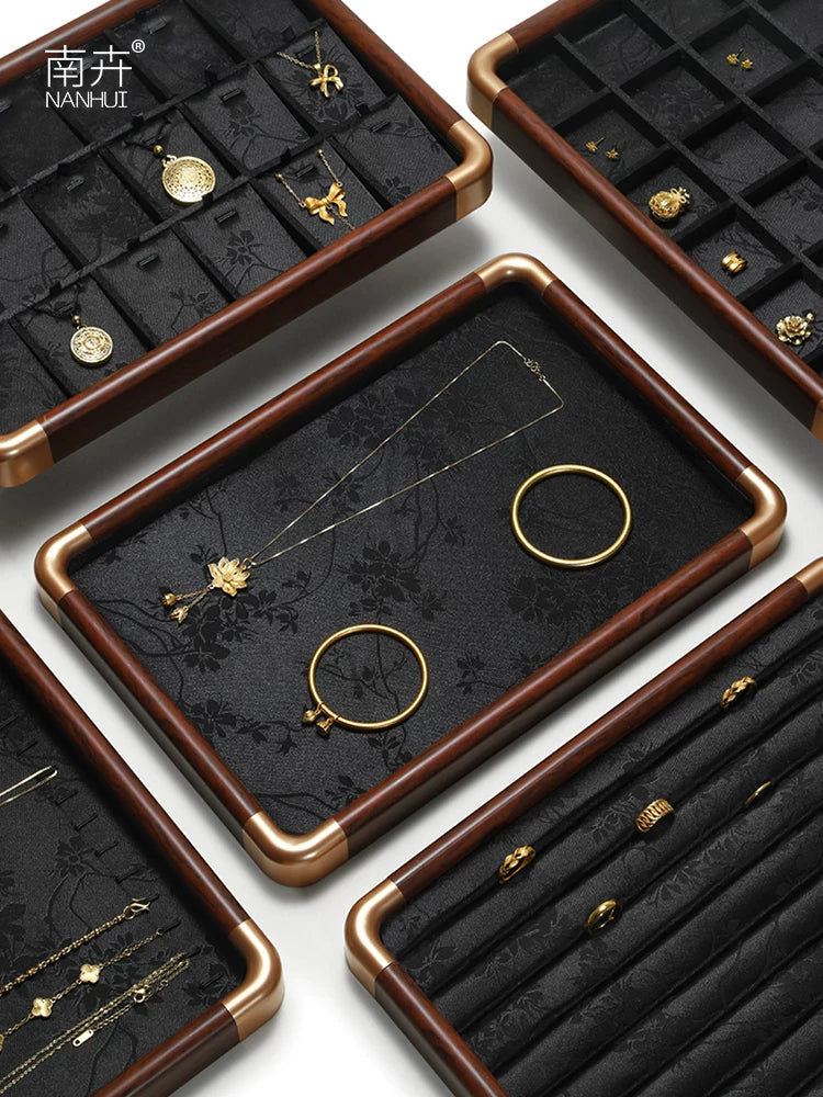 Premium Wooden Jewelry Display Tray for Rings, Necklaces, Bracelets, Jade, and Gemstones
