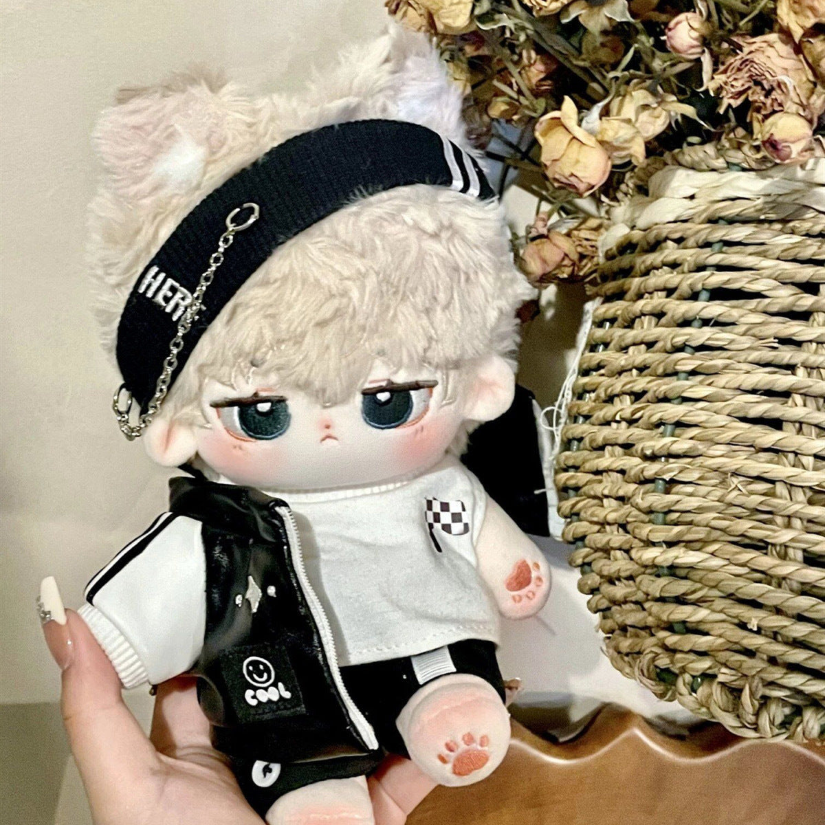 20cm Cotton Doll Clothes Set: Jacket, Hoodie, Trousers, and Headband