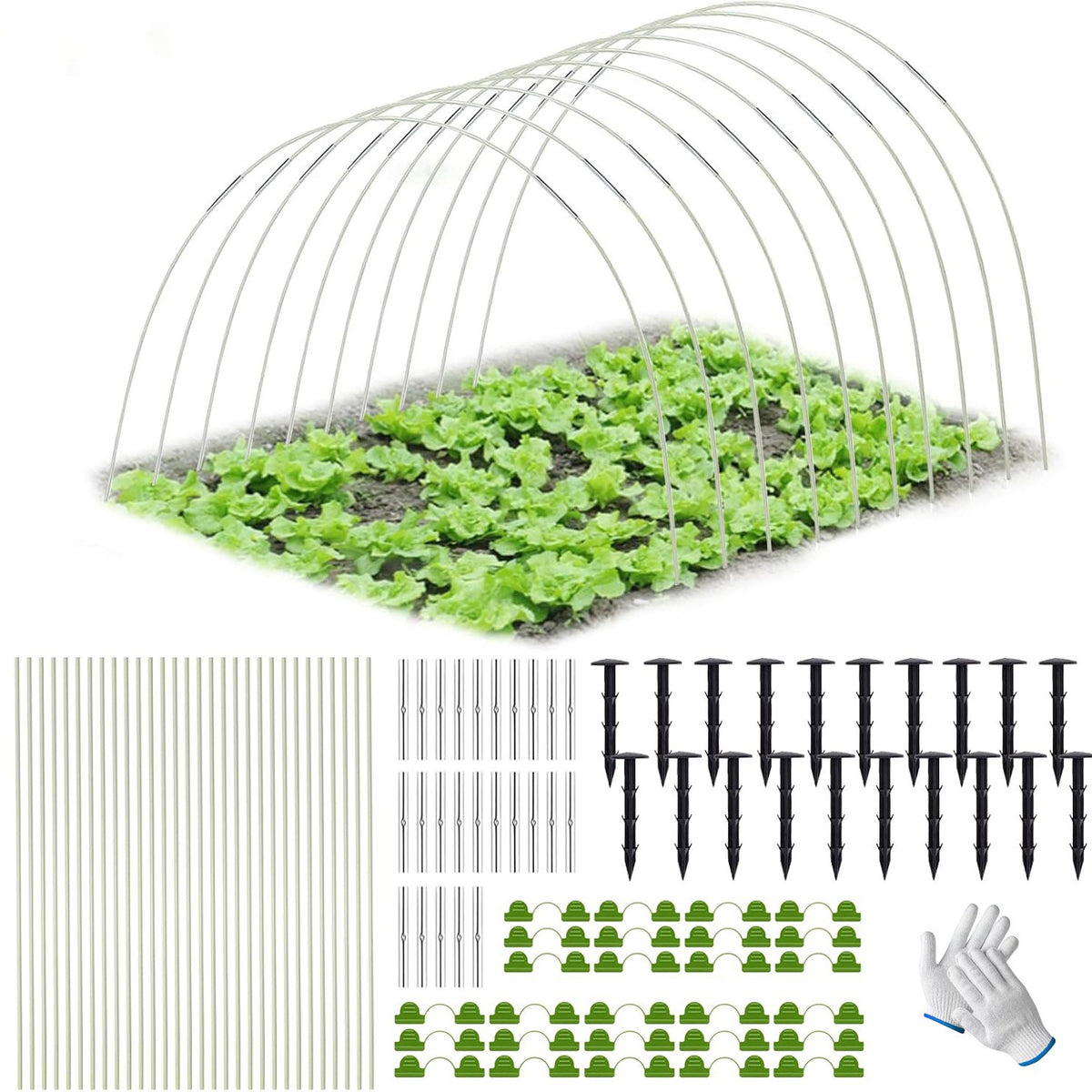 90pcs Garden Plant Flower Vegetable Greenhouse Fiber Rod Anti-Insect Net Arch Set DIY Anti-Bird Protection