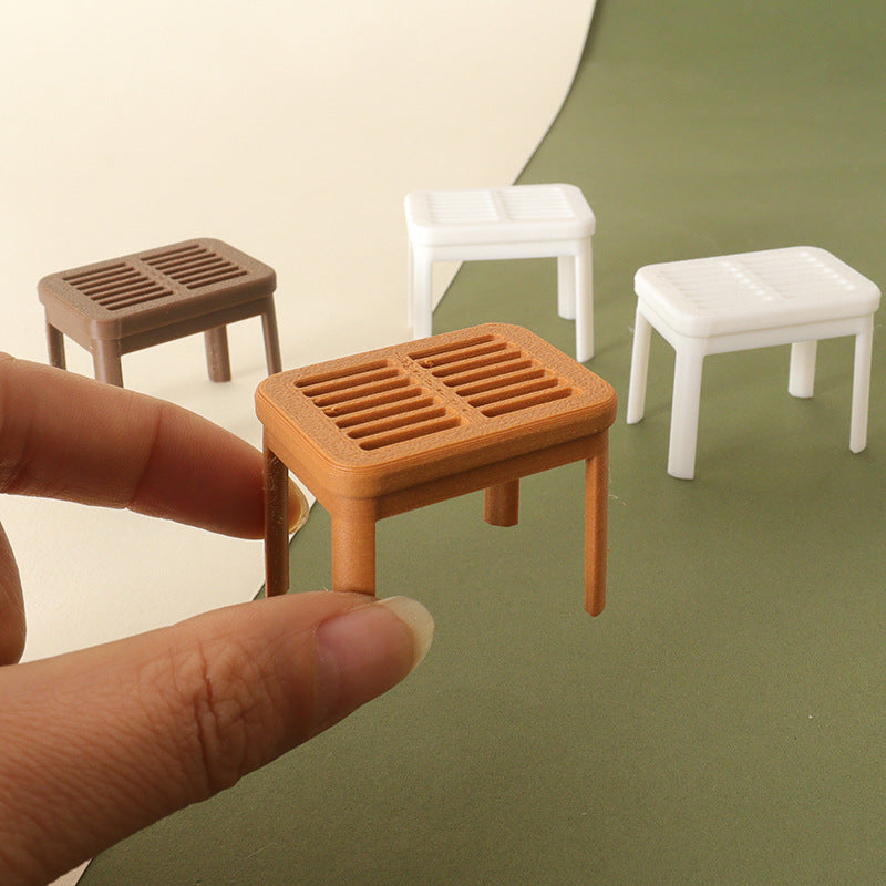 Dollhouse Miniature Vanity Stool Bathroom Seat Dining Chair Model Furniture