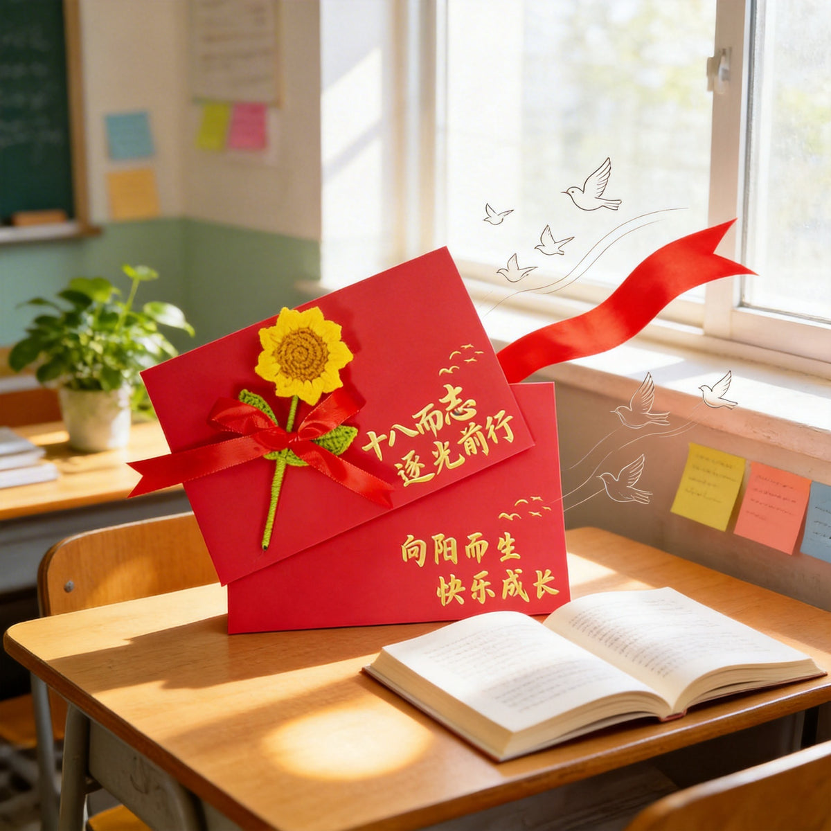 Graduation & Coming-of-Age Greeting Card Set with Envelope & Letter Paper for High School & College Entrance Exams