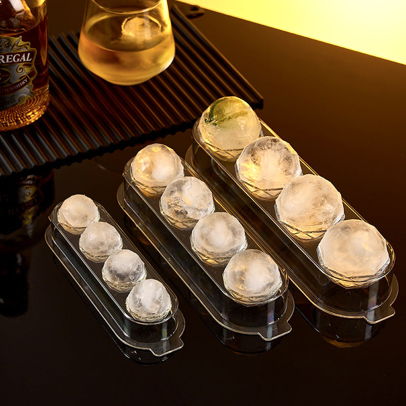 Spherical Ice Cube Mold for Whiskey and Cocktails, Large Round Ice Ball Maker with Stainless Steel Tray