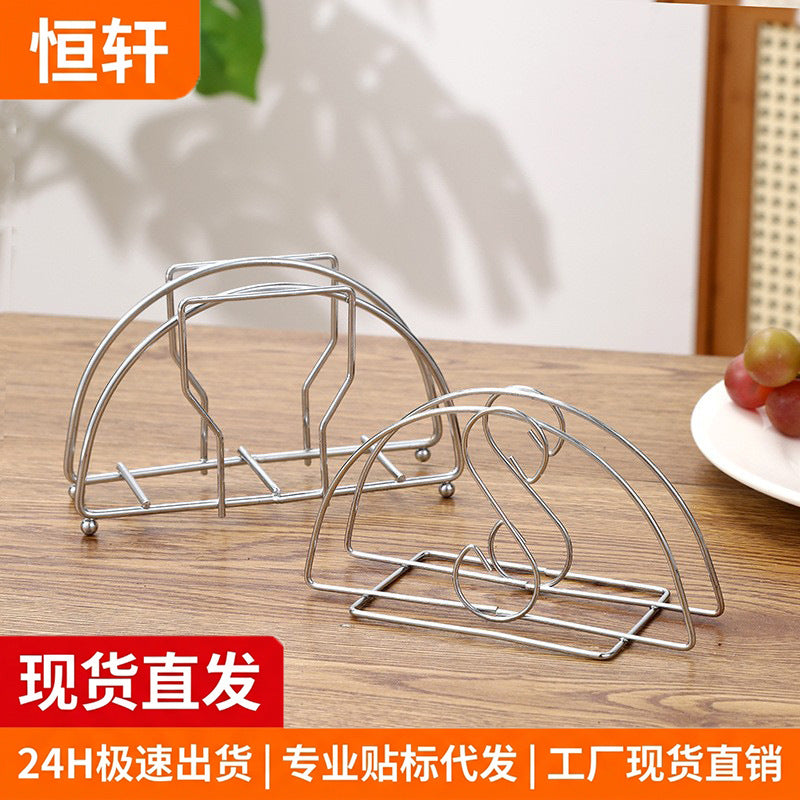 Half-Round Iron Art Tissue Holder Stand, Living Room Napkin Dispenser, Vertical Paper Towel Storage, Stainless Steel