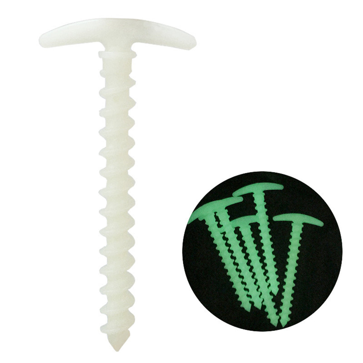 Luminous Spiral Tent Pegs for Outdoor Camping and Canopies, Portable Plastic Ground Stakes
