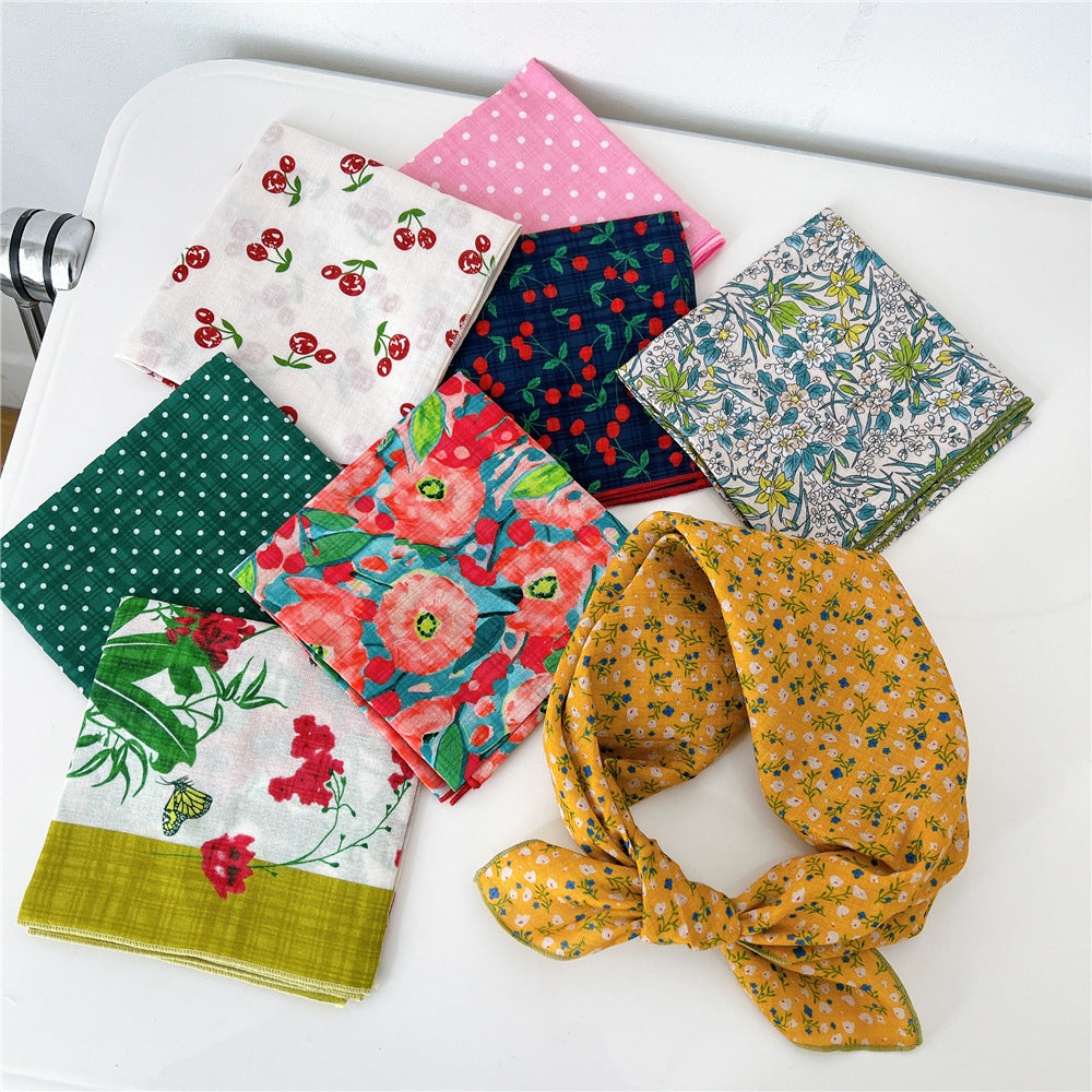 Polka Dot Cotton Scarf for Women, Fashionable Neck and Head Wrap, Decorative Kerchief