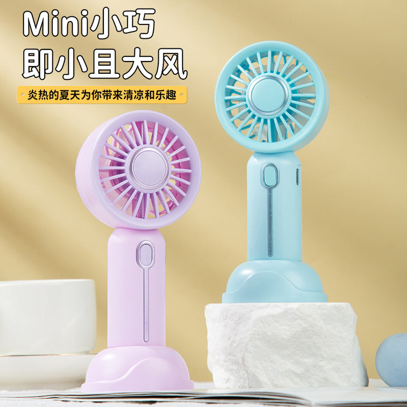 Portable USB Rechargeable Mini Handheld Desk Fan with Base