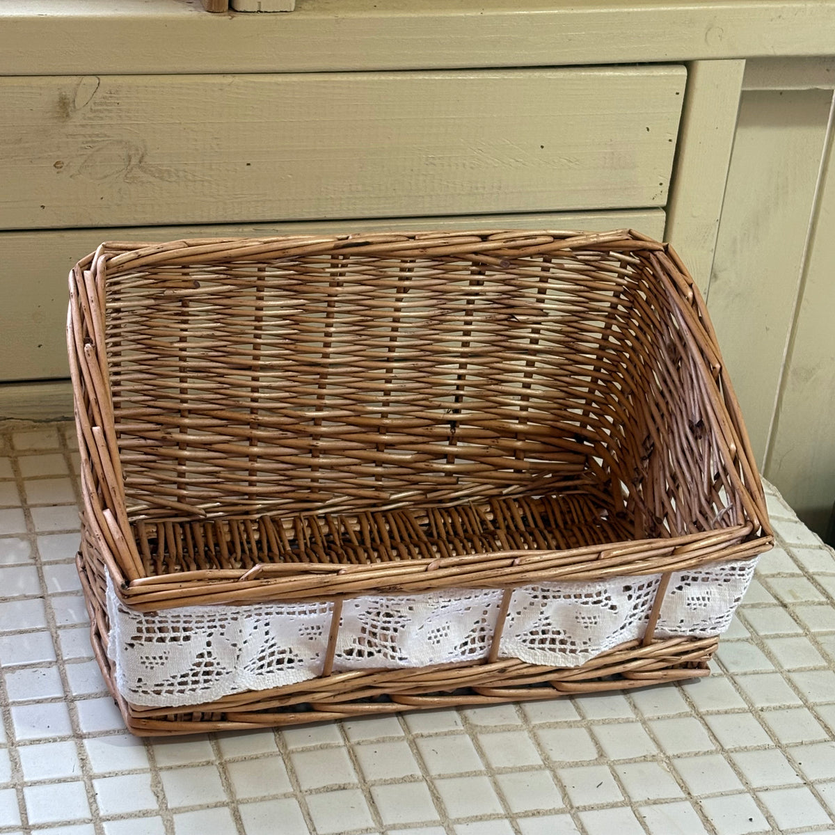 Handwoven Storage Basket for Living Room Coffee Table, Decorative Tray Organizer