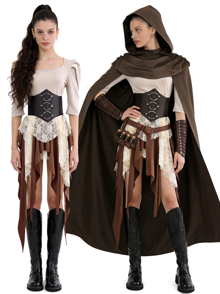Medieval Renaissance Pirate Viking Warrior Cosplay Costume Cloak