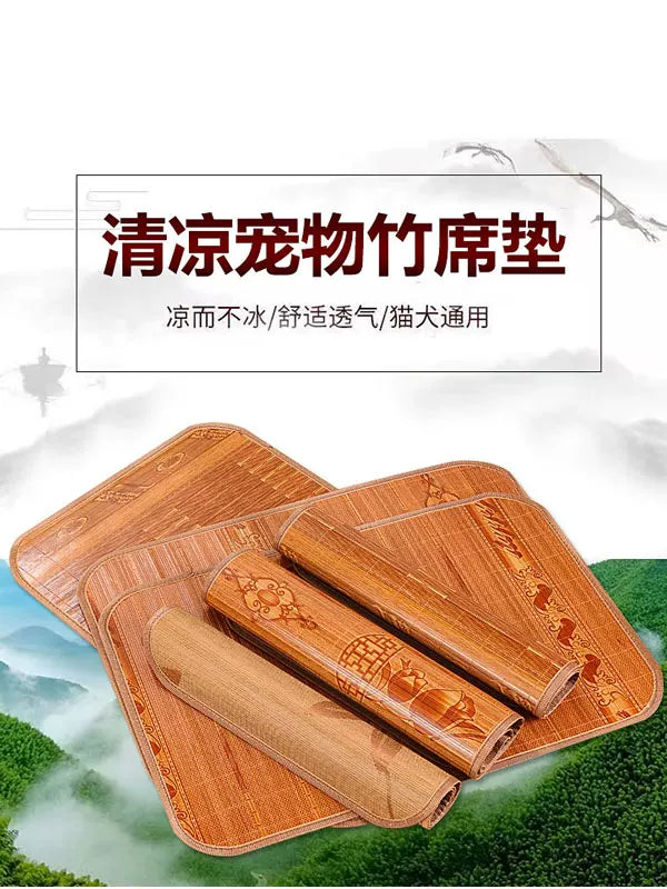 Pet Cooling Mat for Cats and Dogs, Reversible Bamboo and Ice Silk Pad, All Seasons