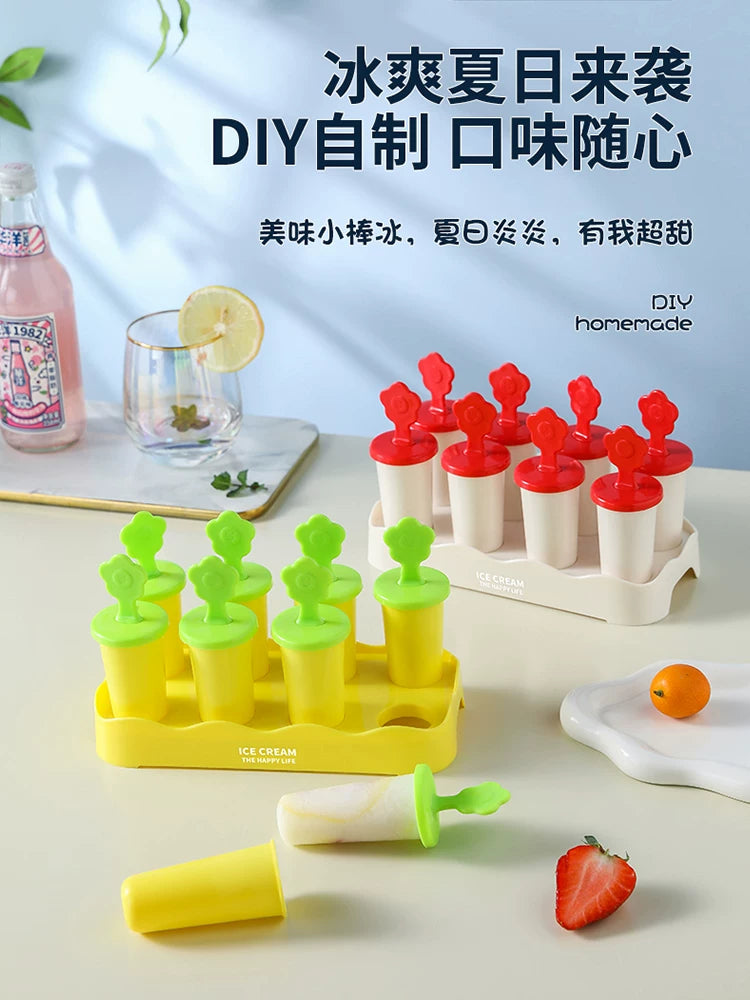 Ice Cream Mold with Lid Household DIY Popsicle Ice Pop Maker Ice Cube Tray Frozen Ice Cream Tool
