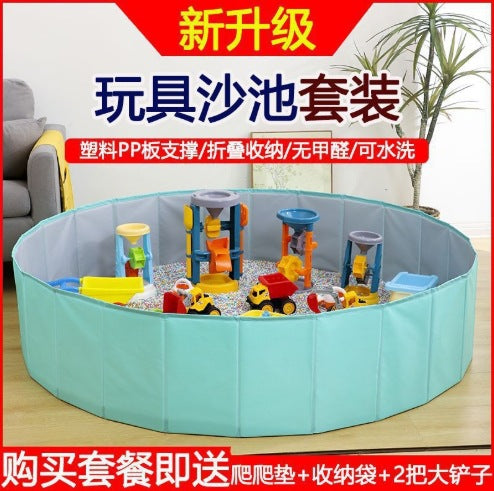 Cassia Seed Sandbox Play Set for Kids, Indoor Foldable Sand Pit with Toys