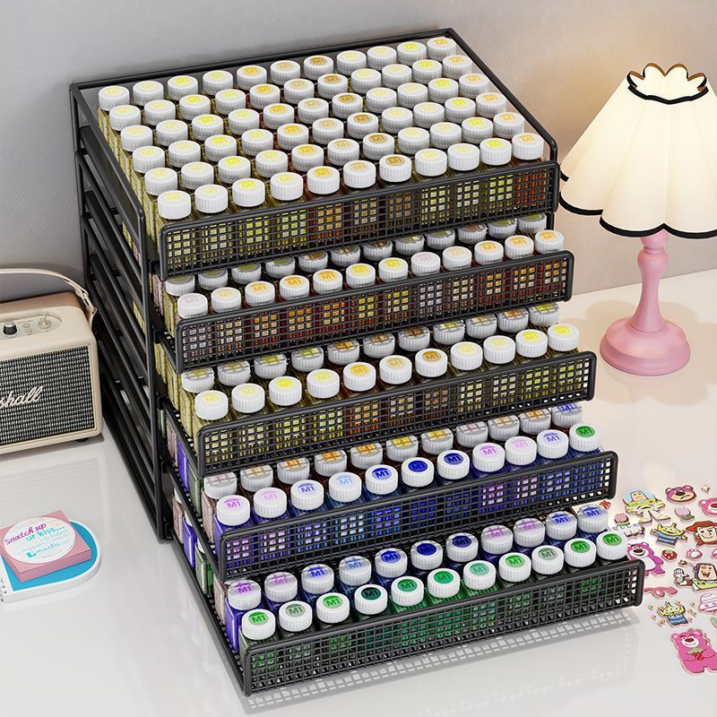 Desktop Perler Bead Storage Rack Iron Art Drawer Organizer with Multi-Layer Shelves