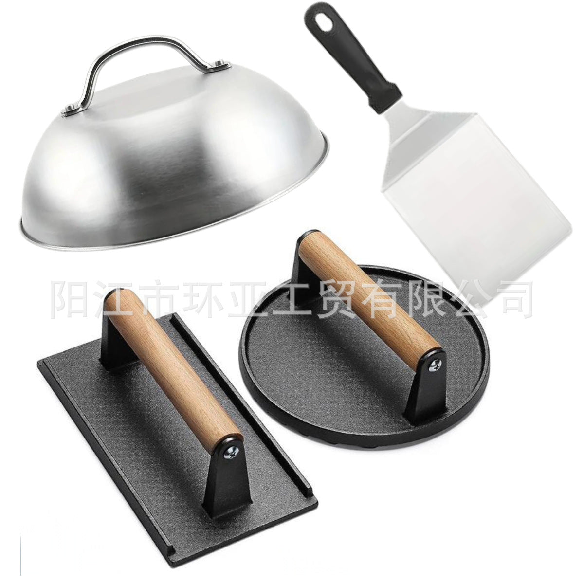 FCM Outdoor BBQ Grill Press Set - Cast Iron Meat Press Kit for Grilling and Cooking