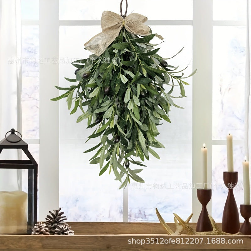 Artificial Olive Garland Wreath for Front Door Wall Decor