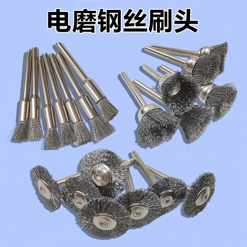 Stainless Steel Wire Brush Set for Rotary Tools - Rust Removal, Deburring, Polishing