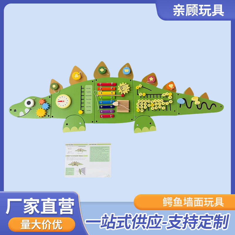 Wooden Crocodile Wall Toy for Early Education Centers - Educational Busy Board for Toddlers