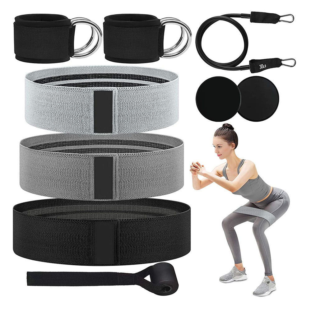 Yoga Resistance Band and Gliding Disc Set for Rehabilitation and Exercise