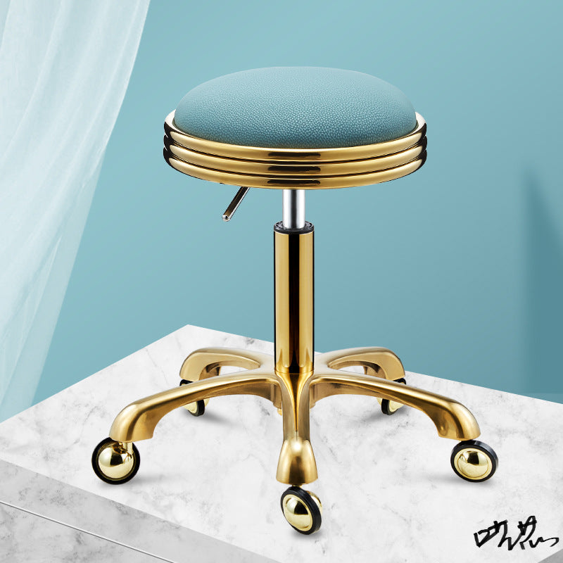 Adjustable Swivel Salon Stool with Wheels for Barbershop, Beauty Salon, and Mobile Phone Stores