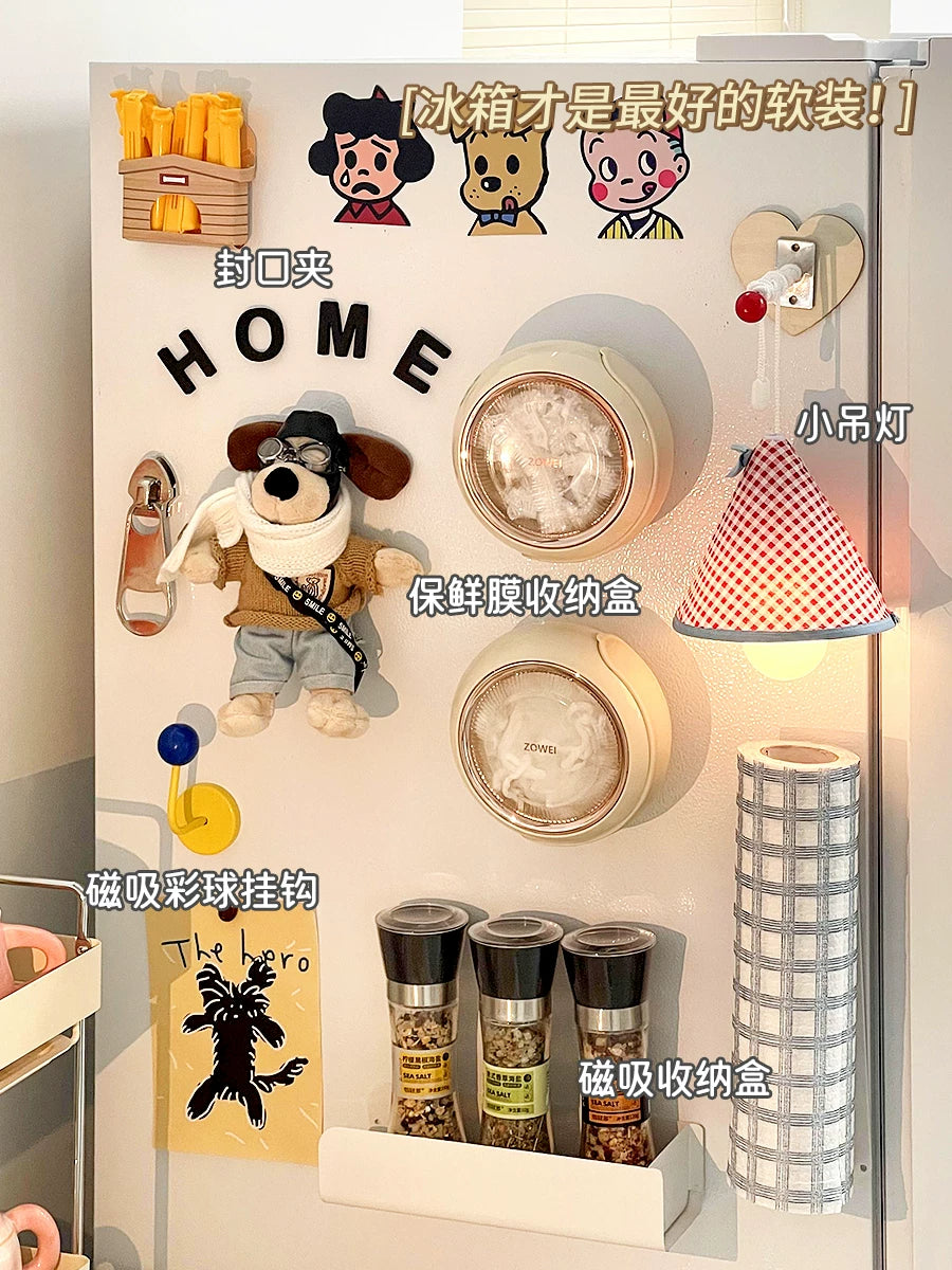 Suction Cup Cling Film Dispenser and Storage Box for Refrigerator Side