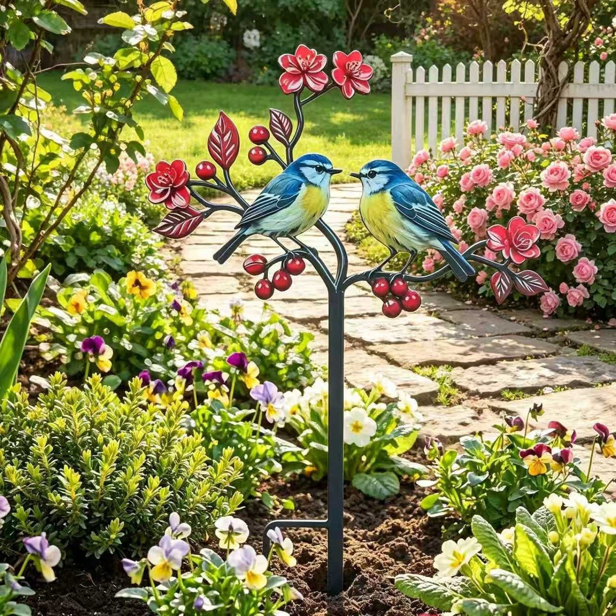 Metal Bird Garden Stakes Outdoor Yard Art Decor