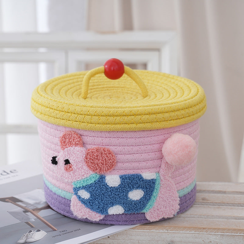 Handwoven Desktop Storage Basket Cute Festival Gift Box Entryway Snack Toy Organizer Bin