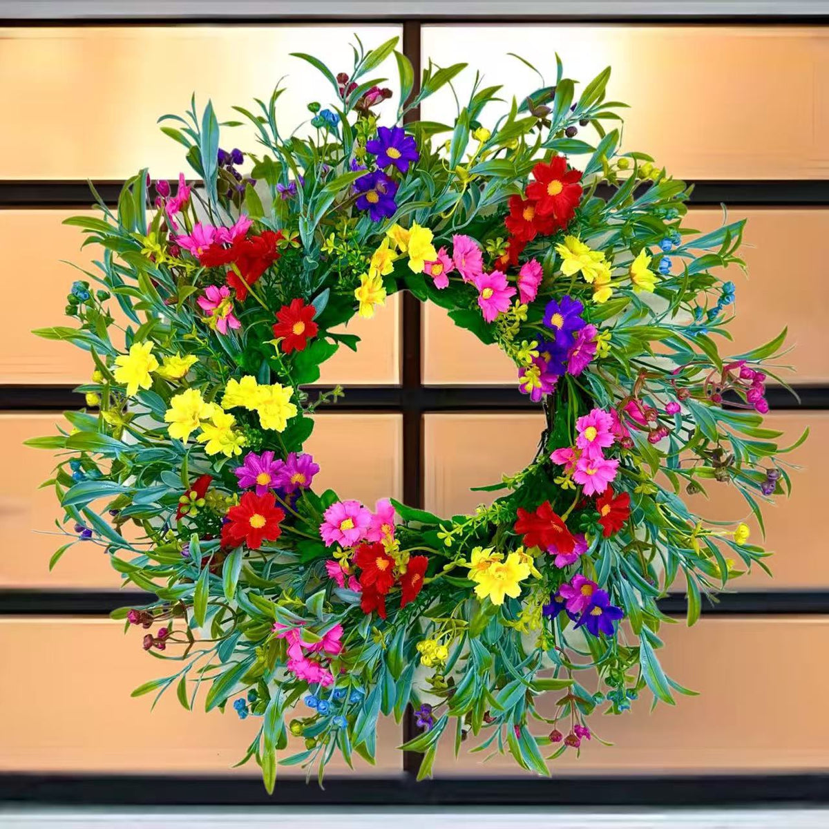 2025 New Texas Wildflower Wreath for Spring/Summer Door Decor with Gypsophila and Daisy