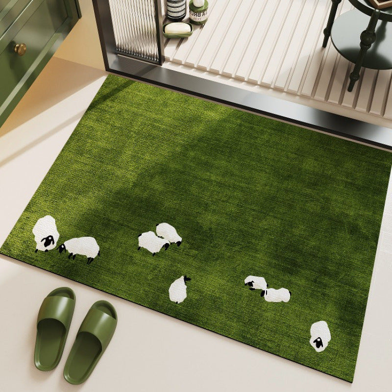 Cartoon Forest Series Diatomaceous Earth Bathroom Mat Non-Slip Absorbent Foot Mat for Entryway