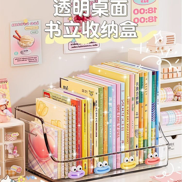 Acrylic Desktop File Organizer with Slanted Opening for Books and Stationery