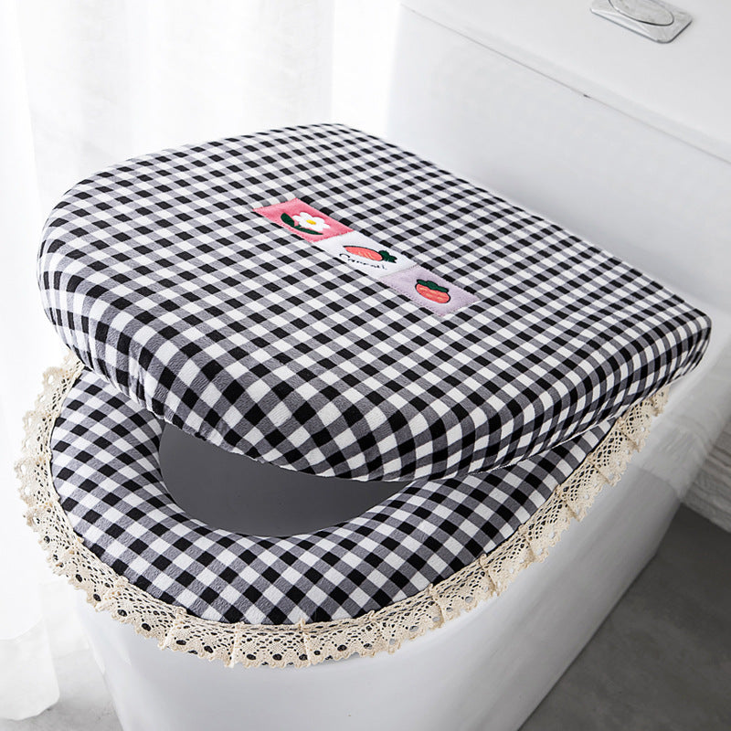 Toilet Seat Cover Set, Thick Plush Zippered, Enlarged, 2-Piece, for Home Use