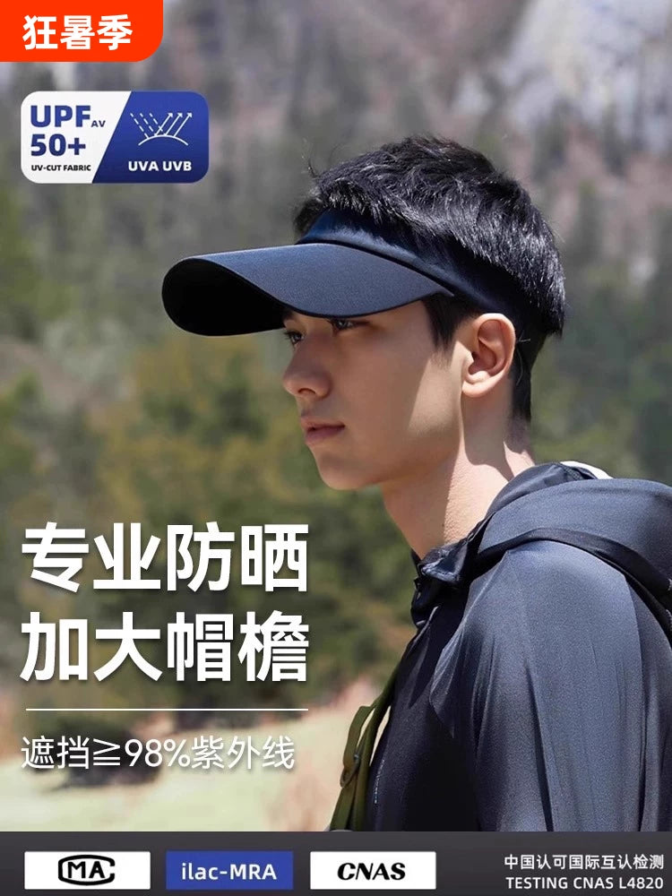 Men's Summer Sun Protection Visor Hat with Wide Brim for Outdoor Sports Fishing Running
