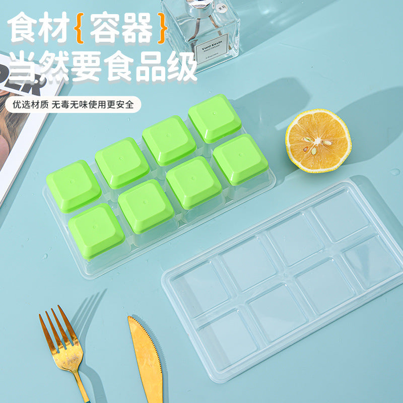 Creative Simple Plastic Ice Cube Mold with Lid, Large Ice Cube Tray with Soft Bottom, Silicone Ice Cube Maker Box