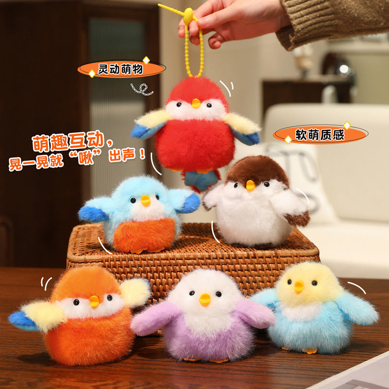 Cute Squeaky Bird Plush Keychain Backpack Charm