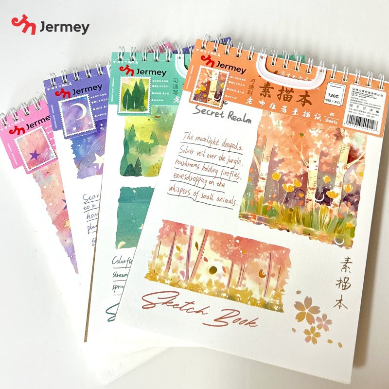 A4 Sketchbook with Hardcover and Spiral Binding, Bleed-Proof Blank Pages for Drawing and Coloring