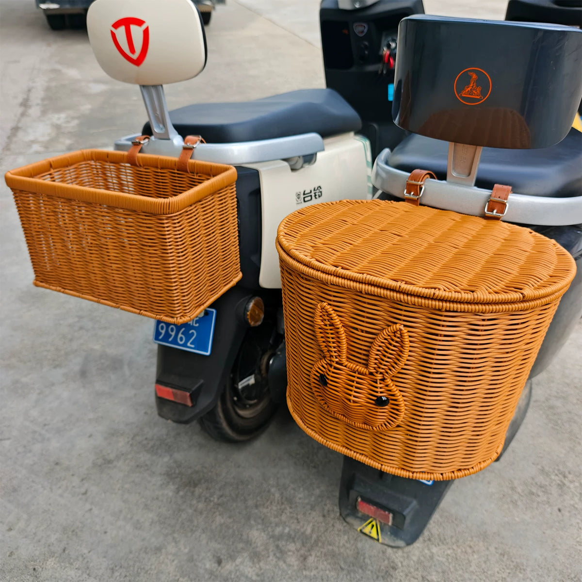 Reinforced Electric Bicycle Rear Basket with Lid for Shopping and Storage