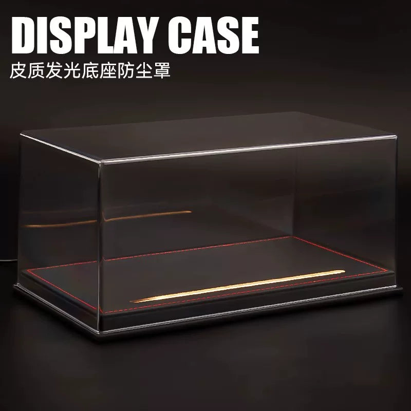 Display Case for 1/18 1/24 Scale Model Cars, Dustproof Acrylic/Wood/Leather Box with Optional Lighting