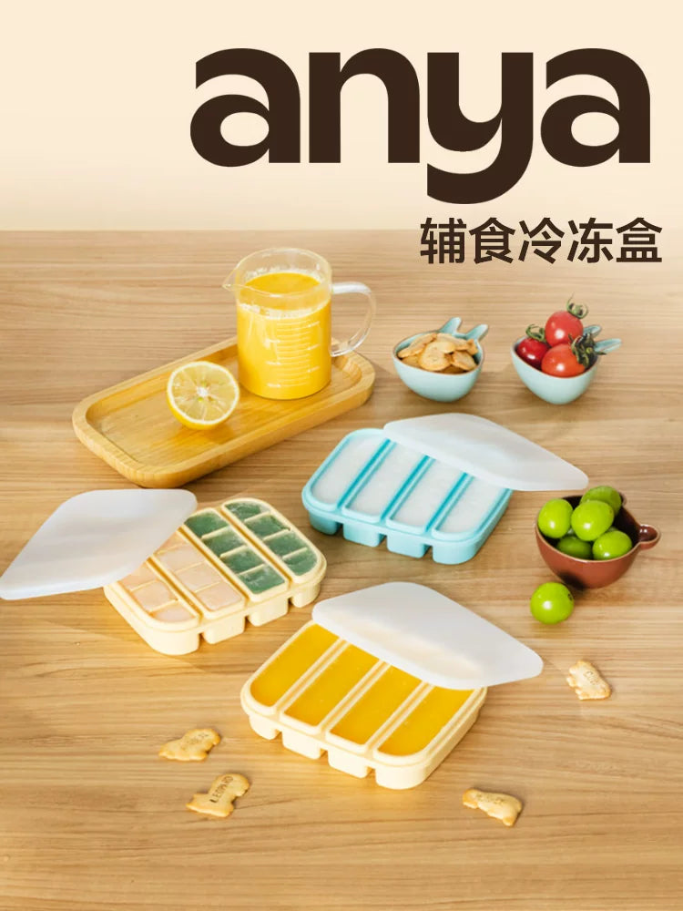 Anya Silicone Baby Food Freezer Tray with Lid - Multi-Compartment Ice Cube Mold for Homemade Purees and Storage