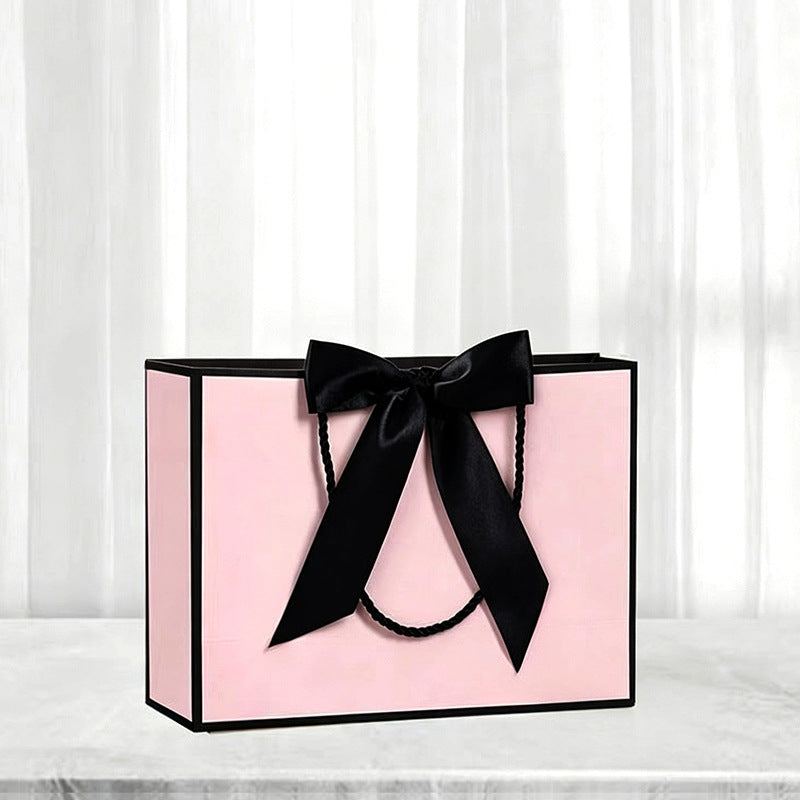 Gift Packaging Paper Bags with Bow Tie Handles, Customizable Logo Shopping Bags